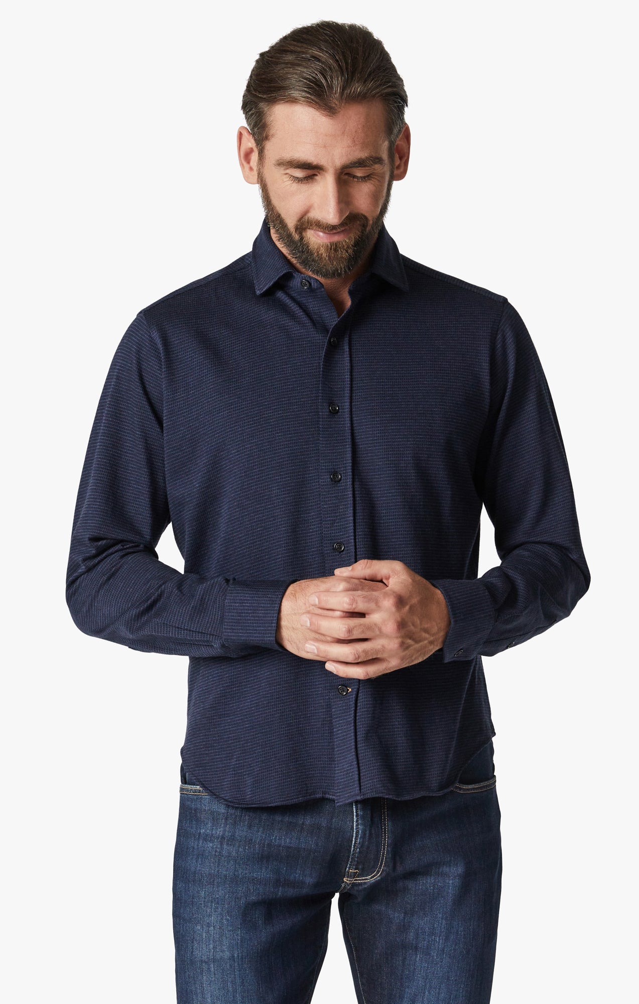 Structured Shirt In Navy Blue Image 2
