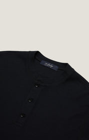 Long Sleeve Henley In Black