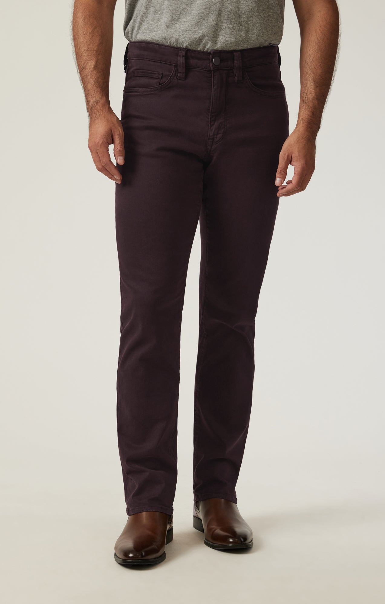 Charisma Relaxed Straight Pants in Burgundy Twill