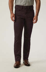 Charisma Relaxed Straight Pants in Burgundy Twill