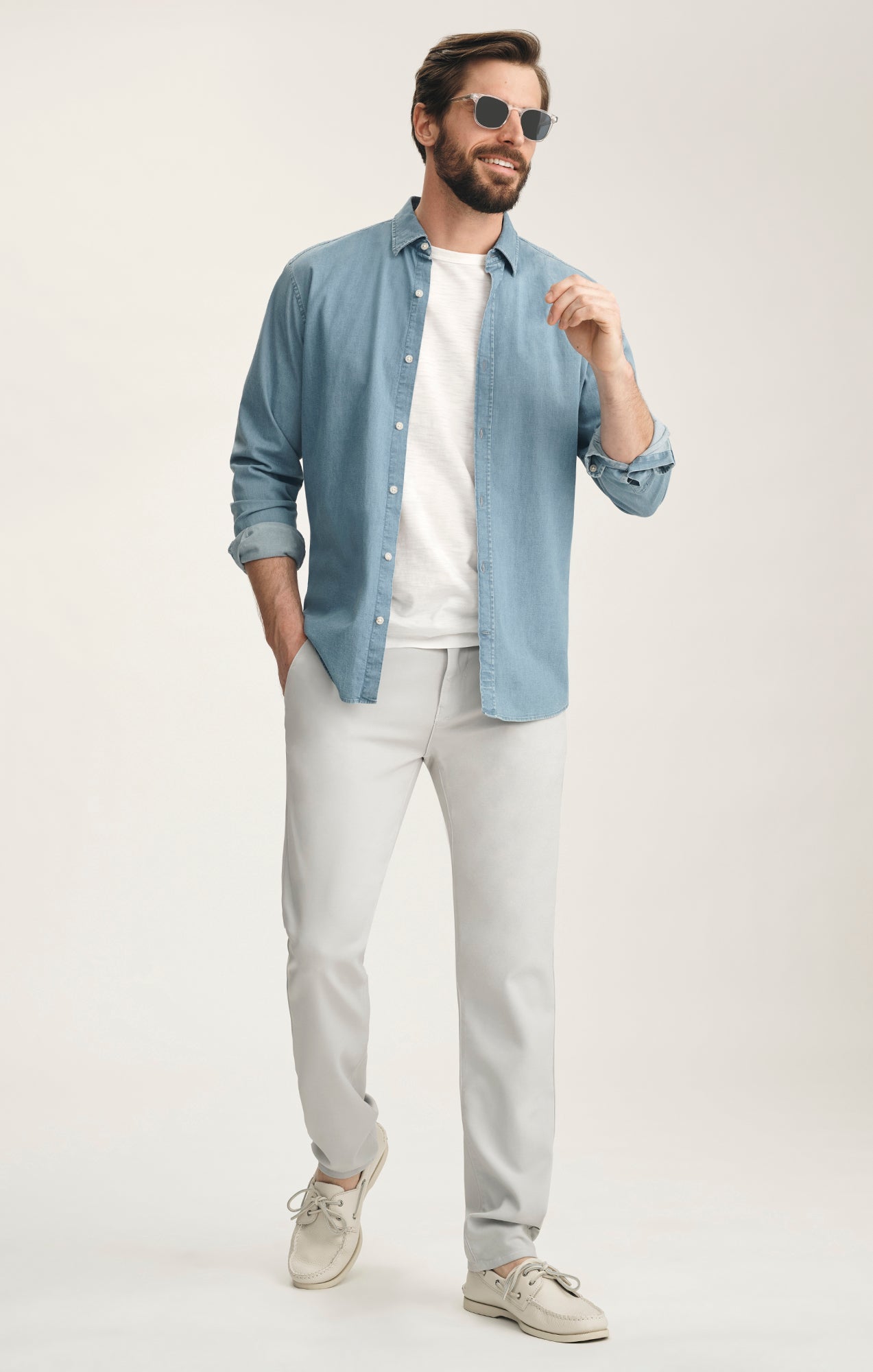 Verona Straight Leg Chino Pants In Ice Grey High Flyer
