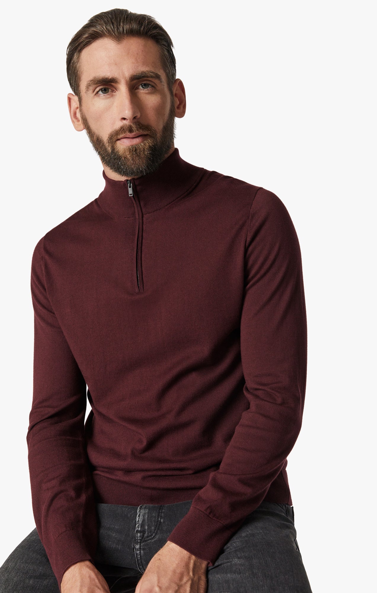Quarter Zip Sweater In Decadent Chocolate Image 8