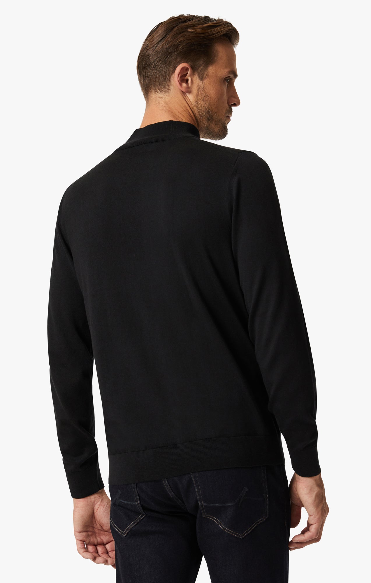 Quarter Zip Sweater In Black Image 4