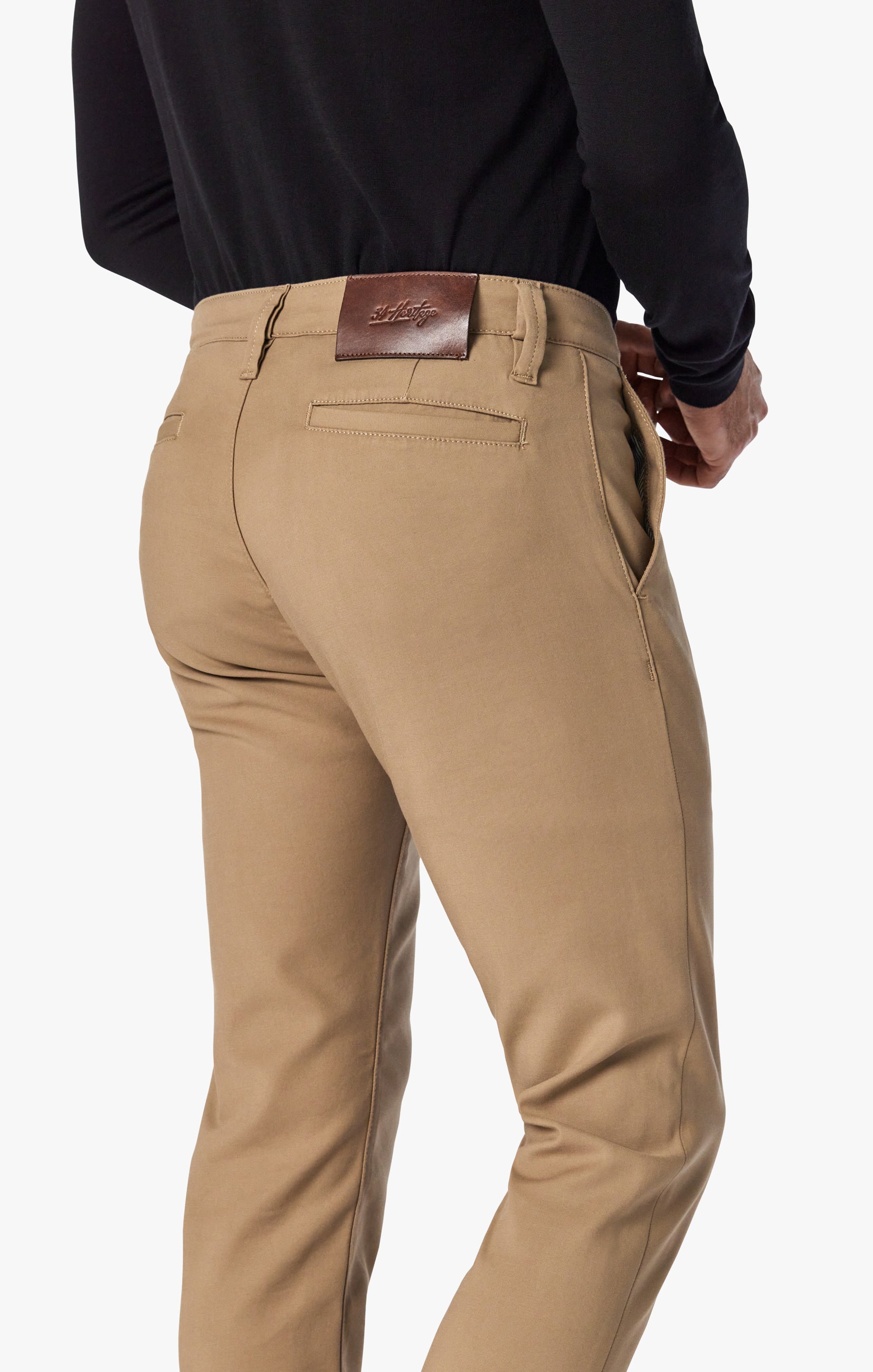 Verona Slim Leg Chino Pants In Khaki High Flyer Image 5