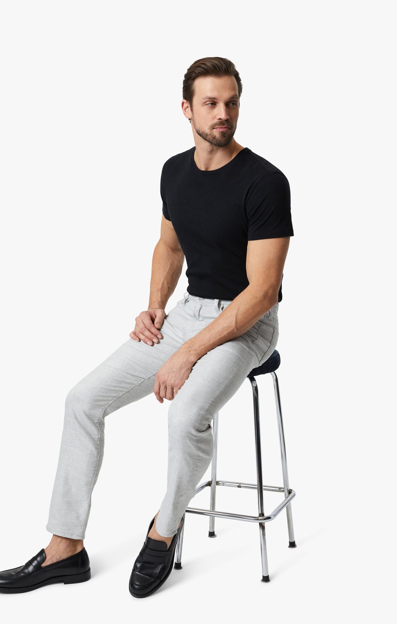 Courage Straight Leg Pants In Light Grey Hemp