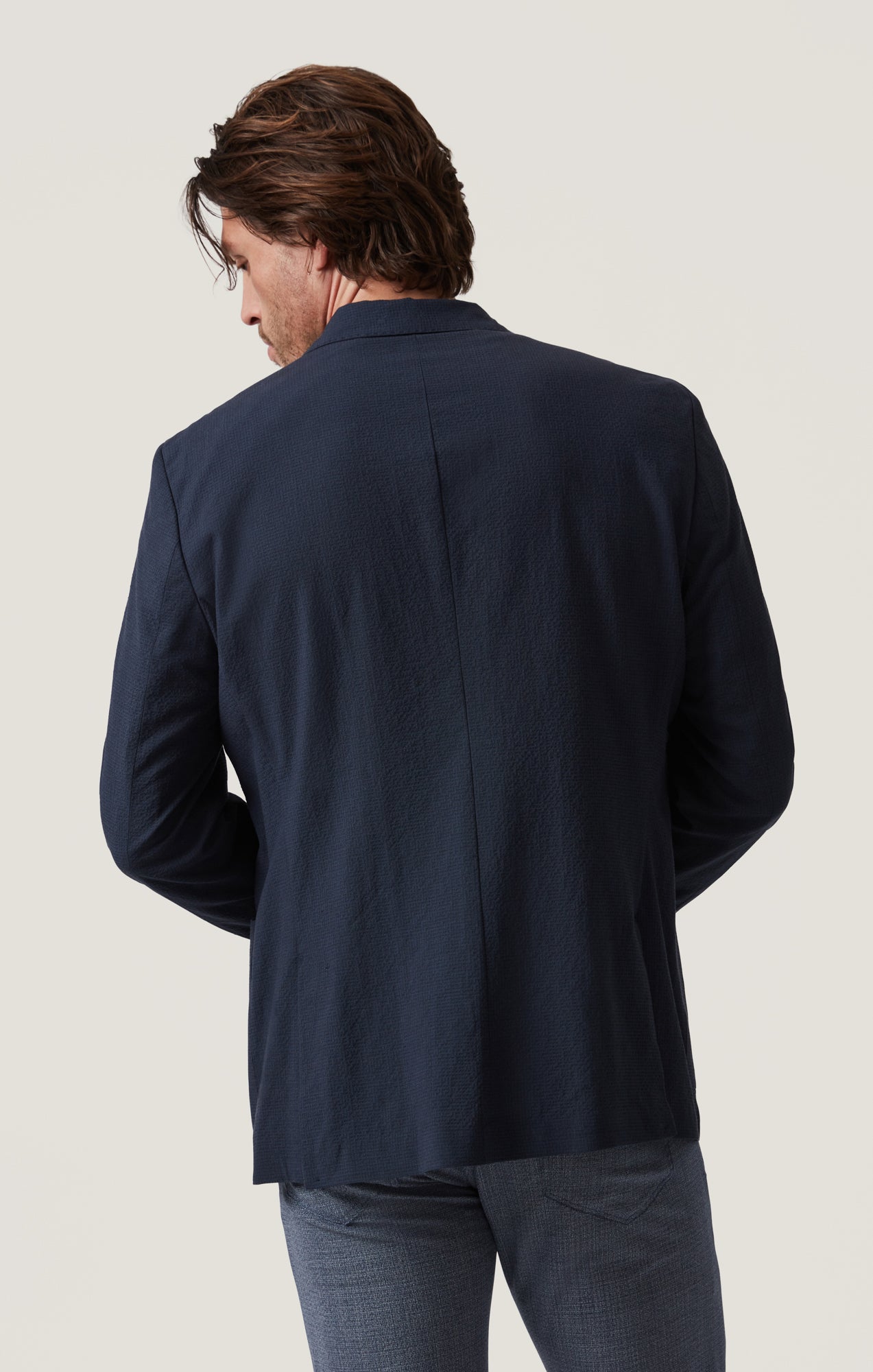 Matteo Seersucker Blazer in Navy