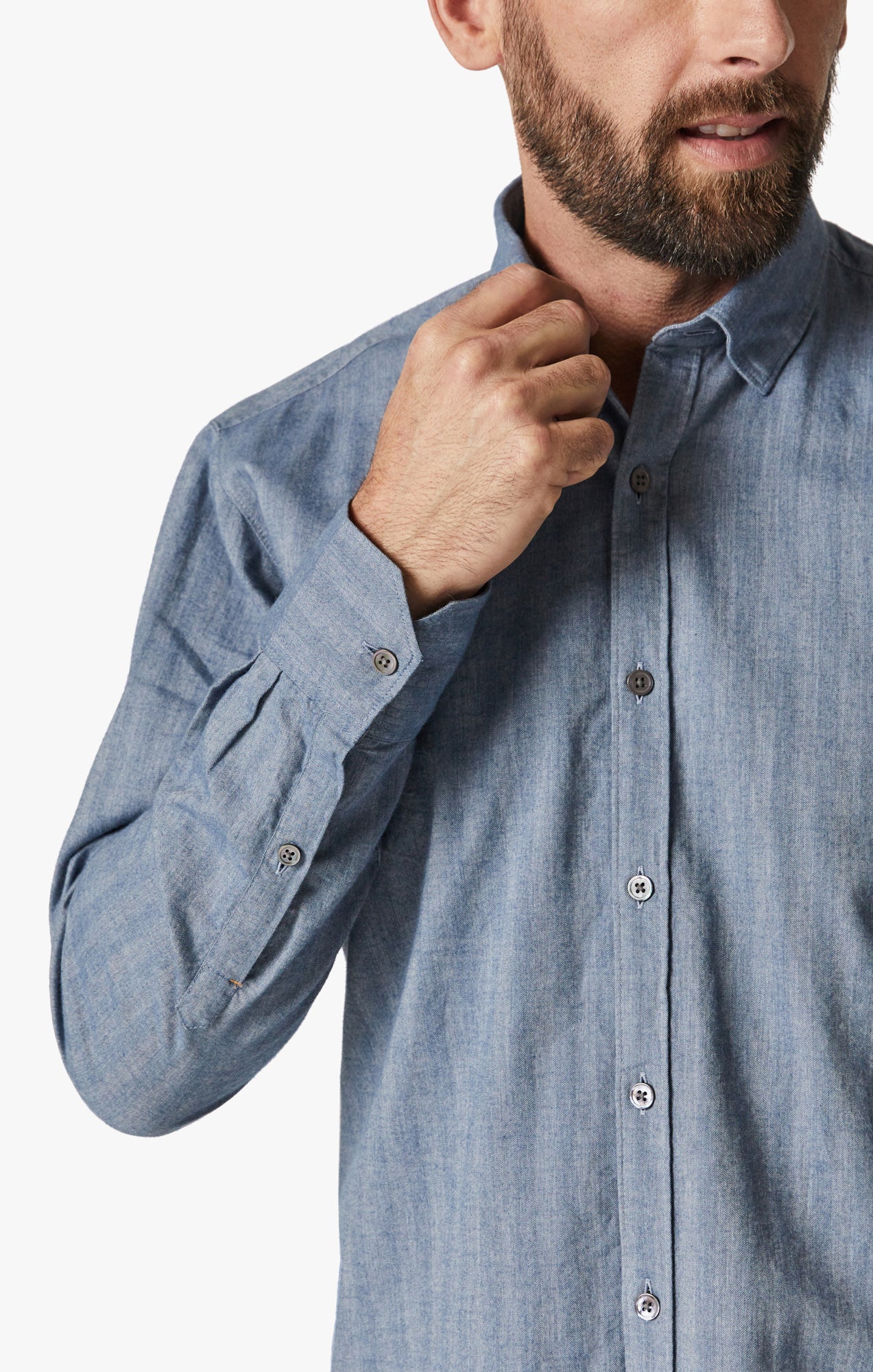 Herringbone Shirt In Blue Image 8