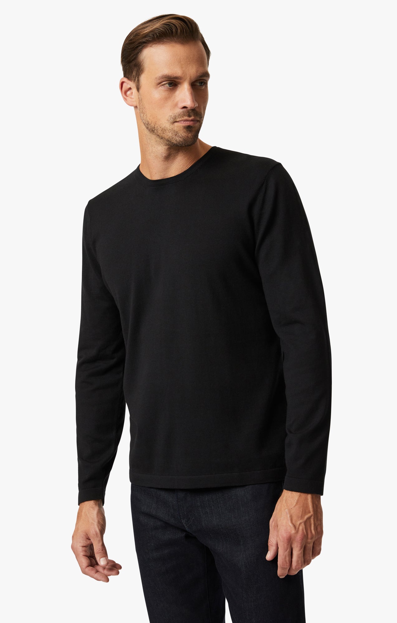 Crew Neck Sweater In Black Image 3