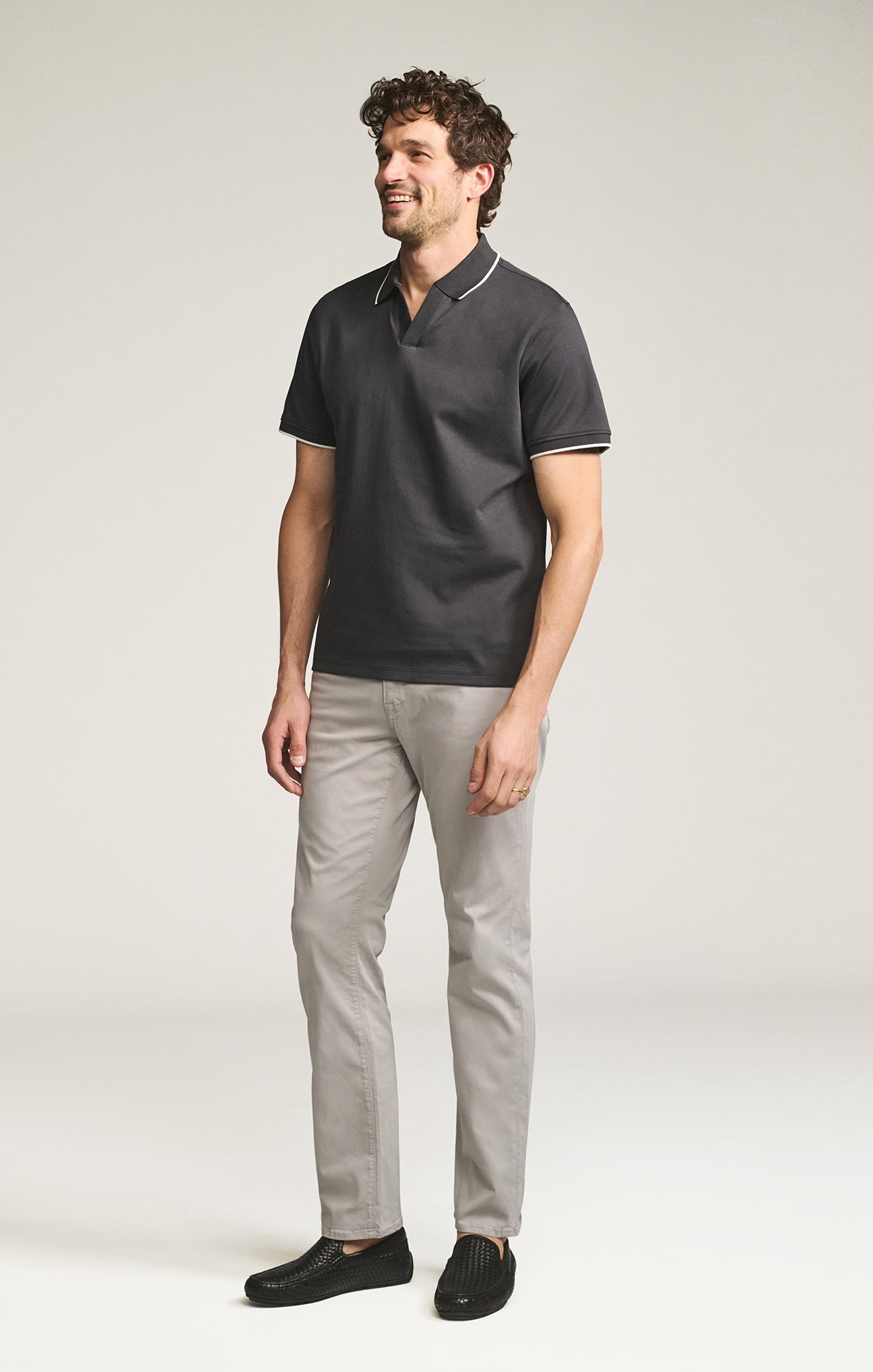 Charisma Relaxed Straight Pants in Cement Twill