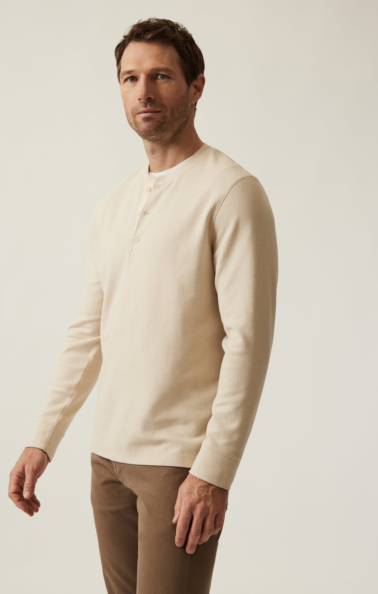 34 Heritage - Men's Long Sleeve Henley - Medium / Oatmeal 34 Heritage - Men's Long Sleeve Henley - Medium / Oatmeal