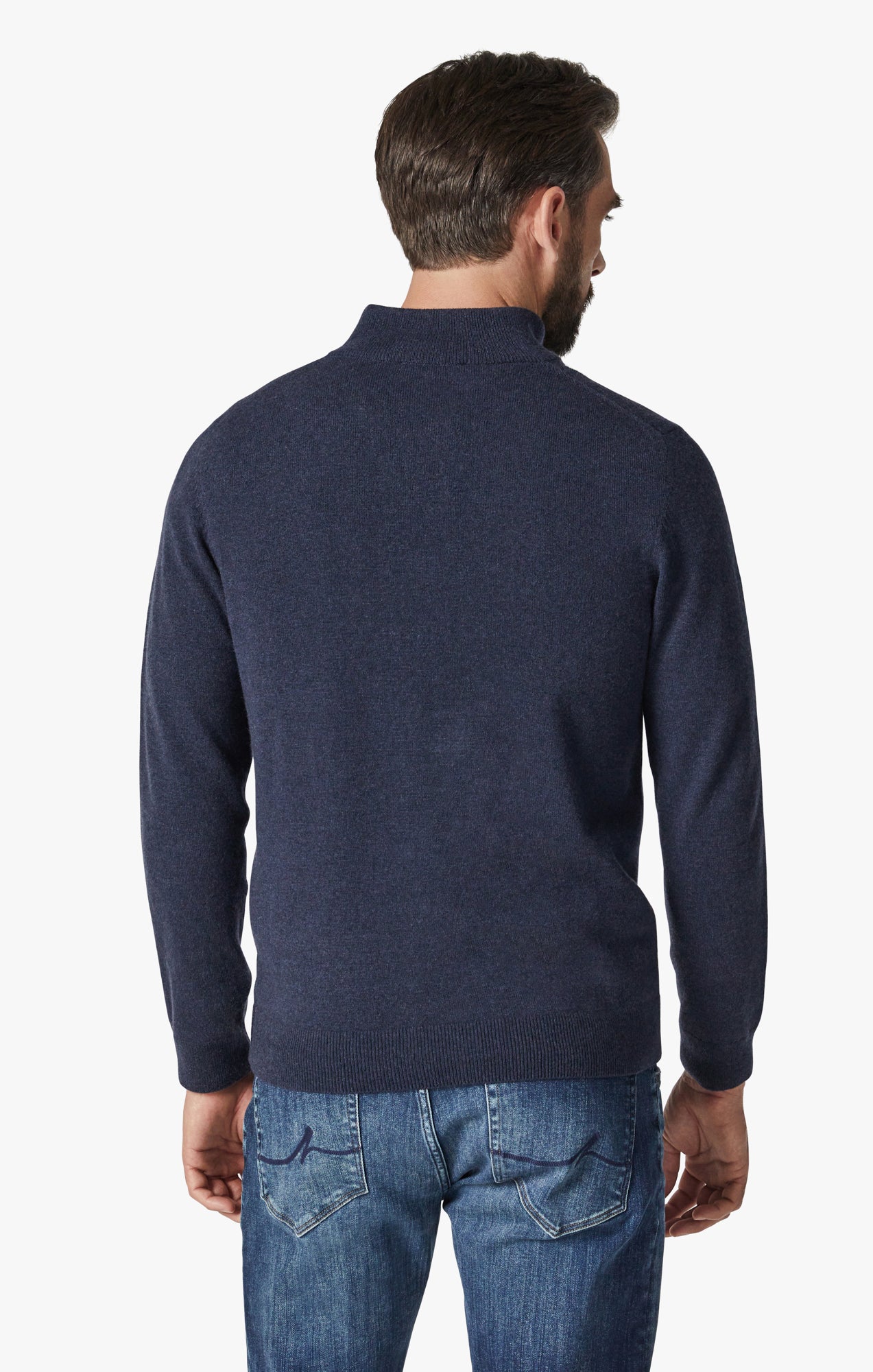 Cashmere Quarter Zip Sweater In Navy Image 3