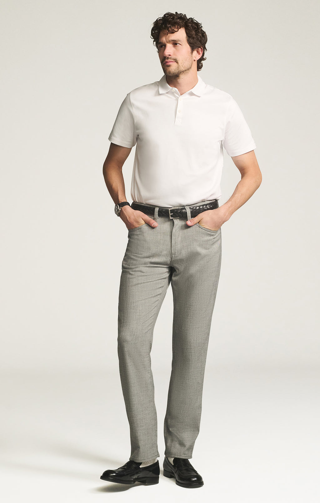 Charisma Relaxed Straight Pants in Grey Cross Twill