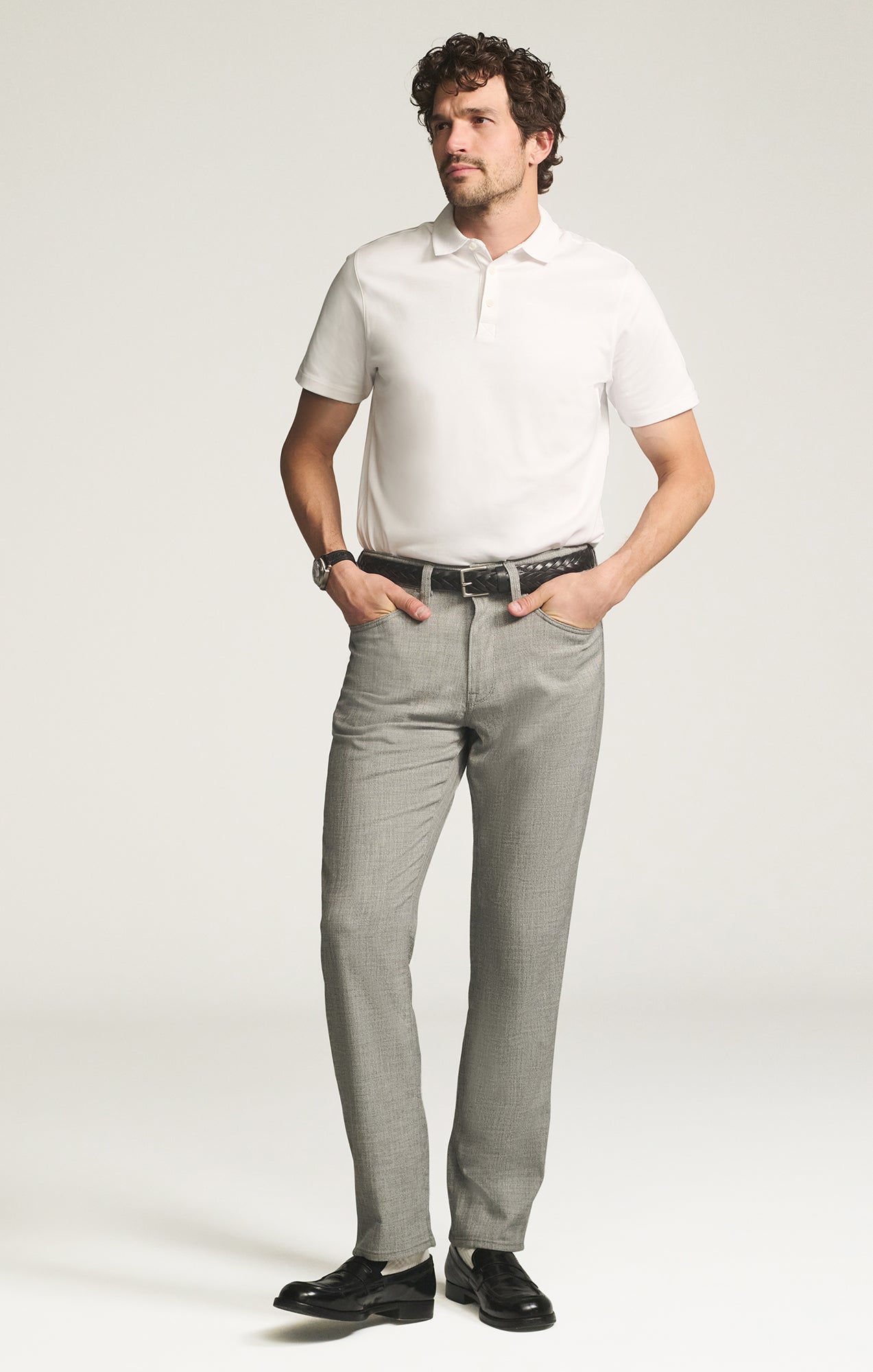 Charisma Relaxed Straight Pants in Grey Cross Twill