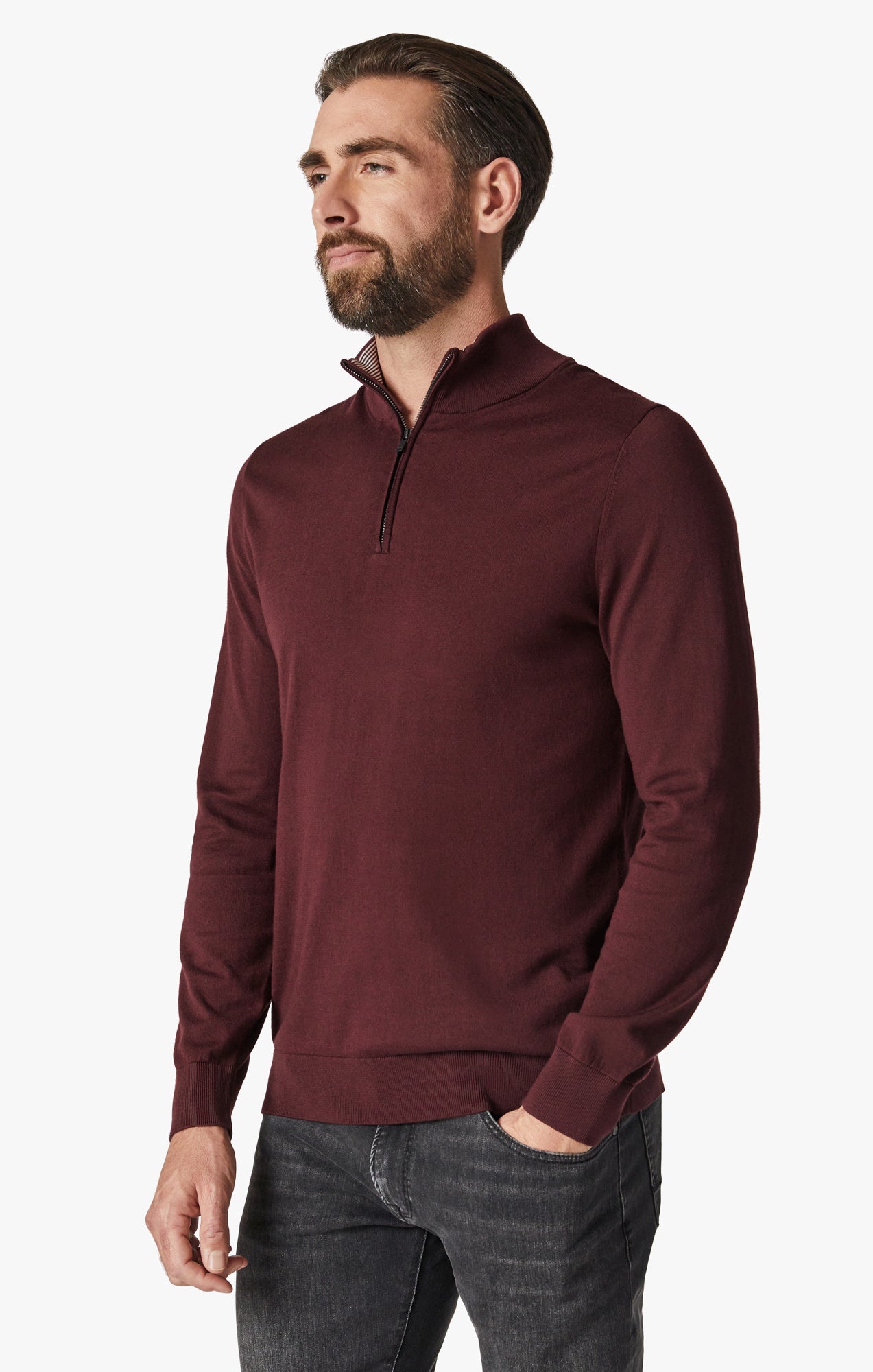 Quarter Zip Sweater In Decadent Chocolate Image 3