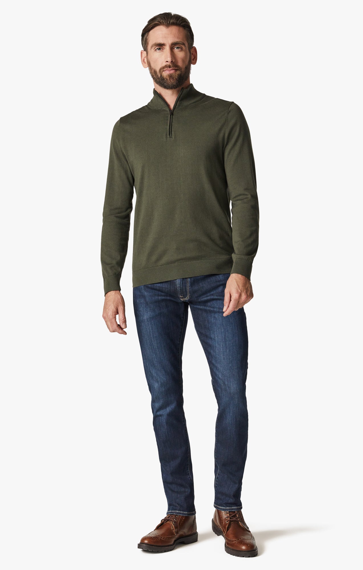 Quarter Zip Sweater In Forest Night Image 5