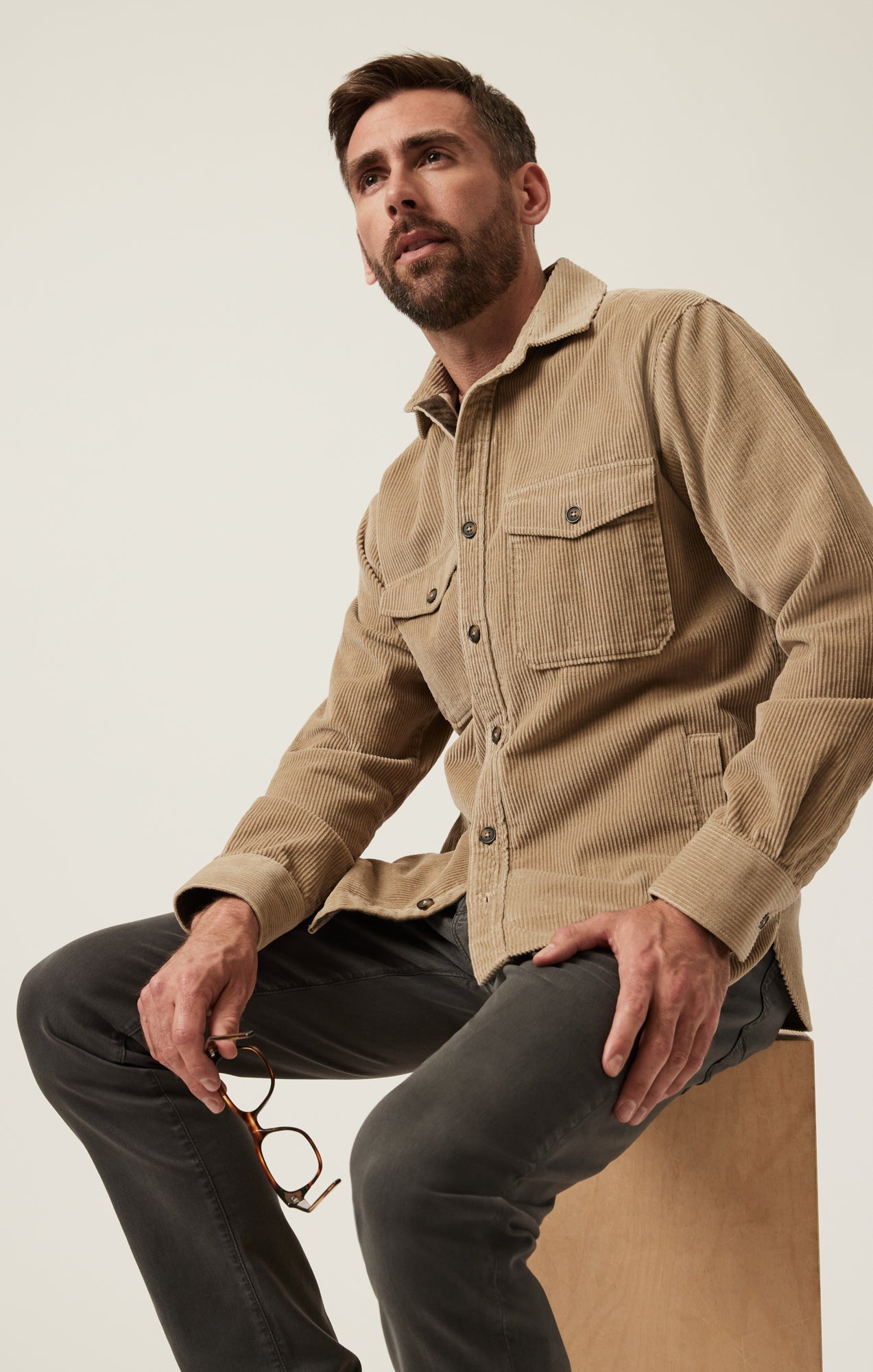 Corduroy Overshirt In Aluminum