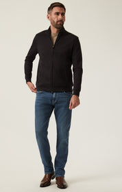 High Neck Zip-Up Sweatshirt In Black