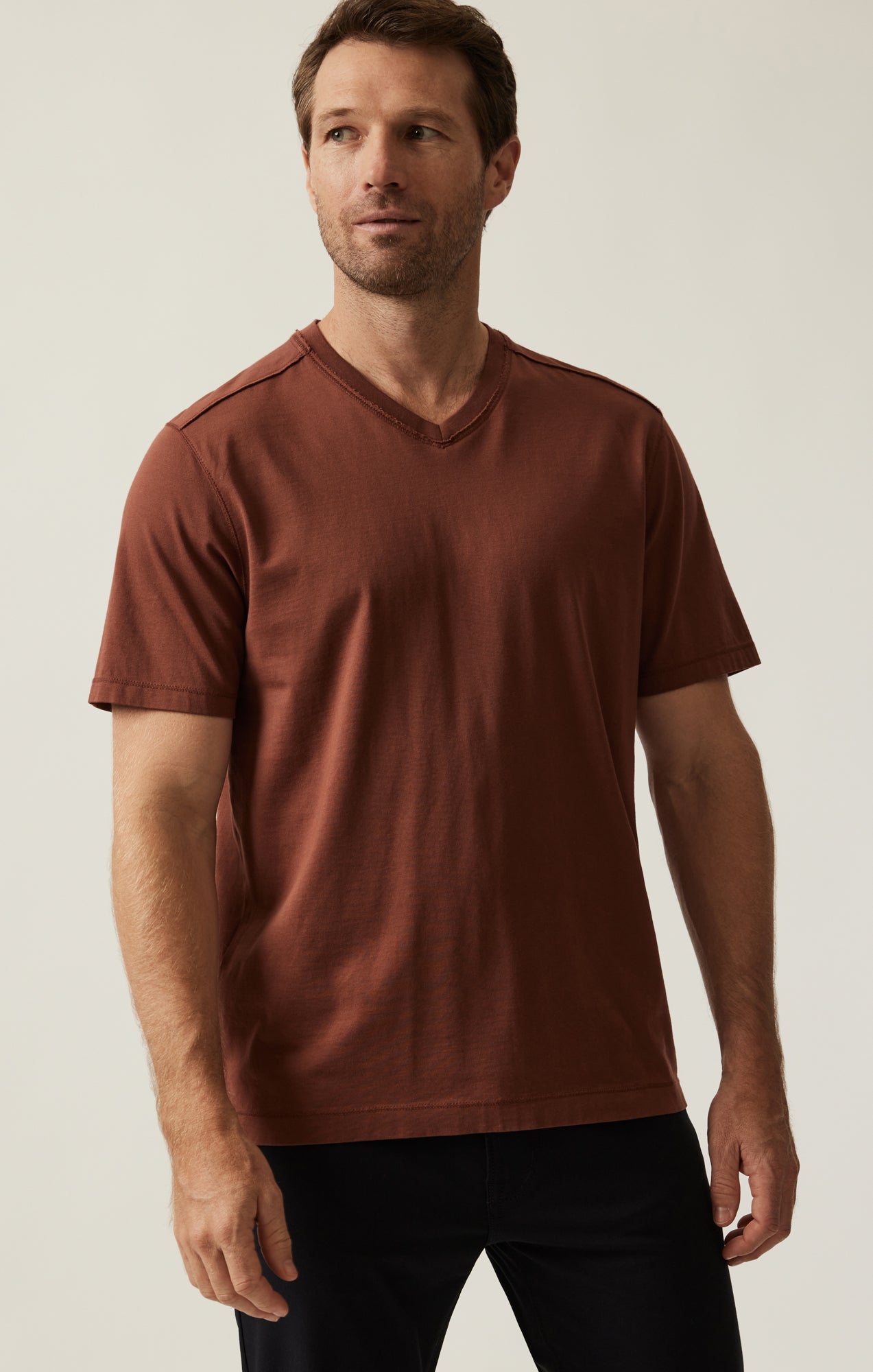 Deconstructed V-Neck T-Shirt In Cinnamon