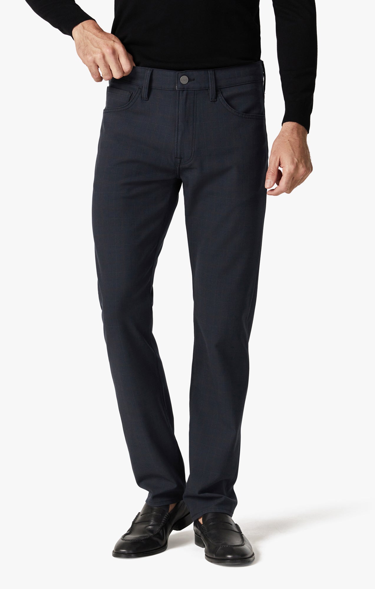 Courage Straight Leg Pants in Navy Elite Check Image 3