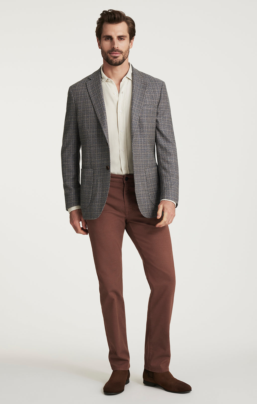Matteo Mini Checked Blazer in Dark Blue