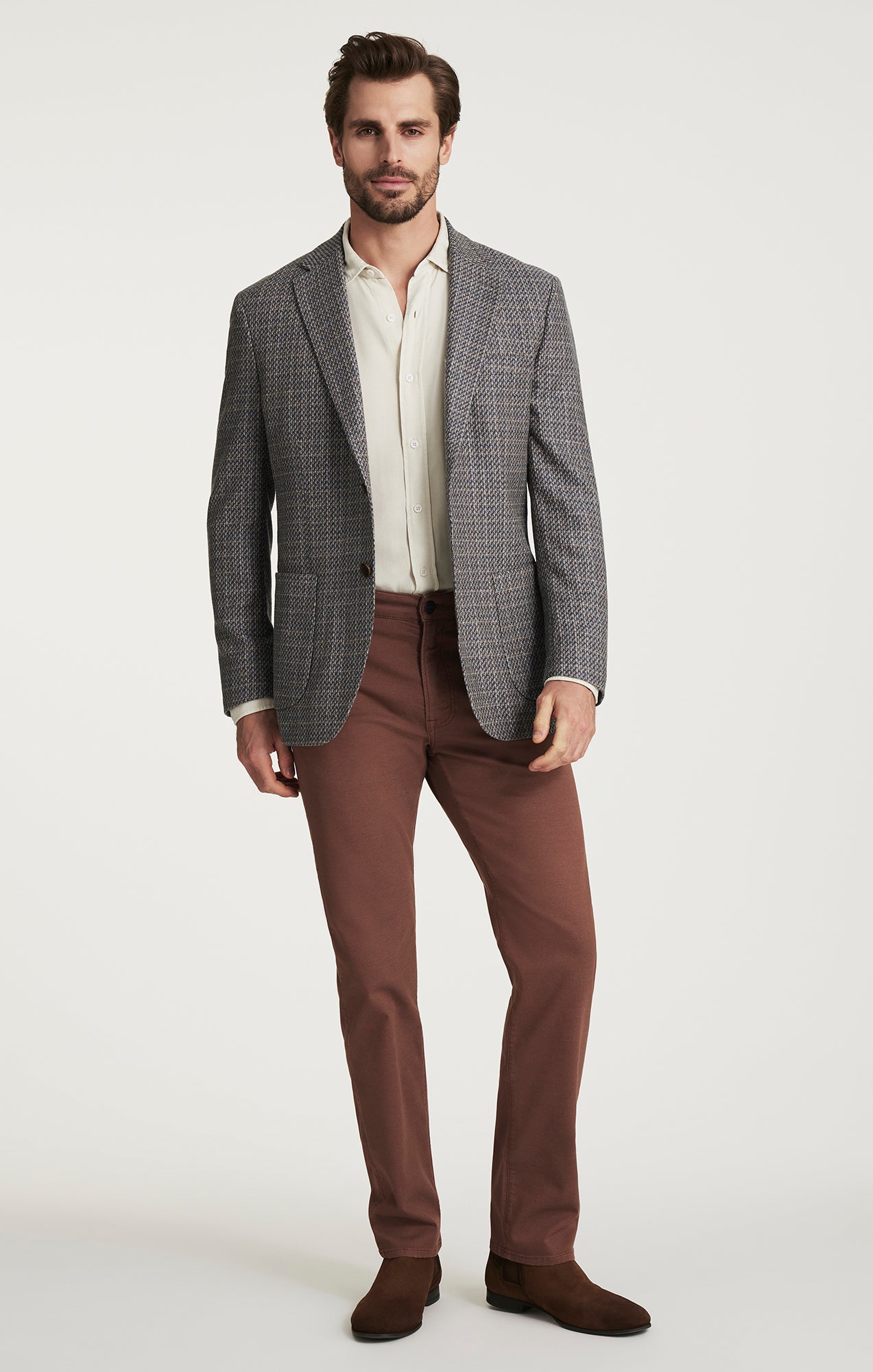 Matteo Mini Checked Blazer in Dark Blue