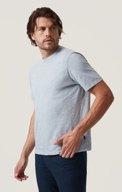 Slub Crew Neck T-Shirt in Blue Fog