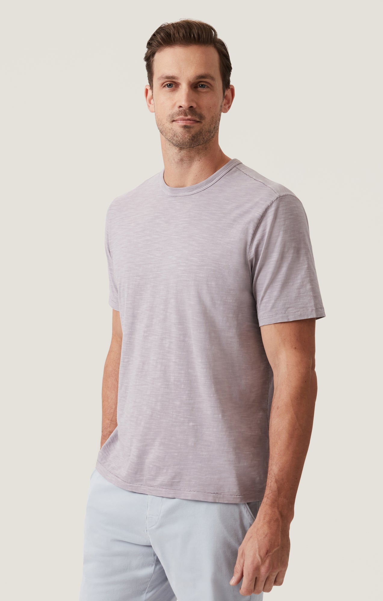 Slub Crew Neck T-Shirt in Lilac Dust