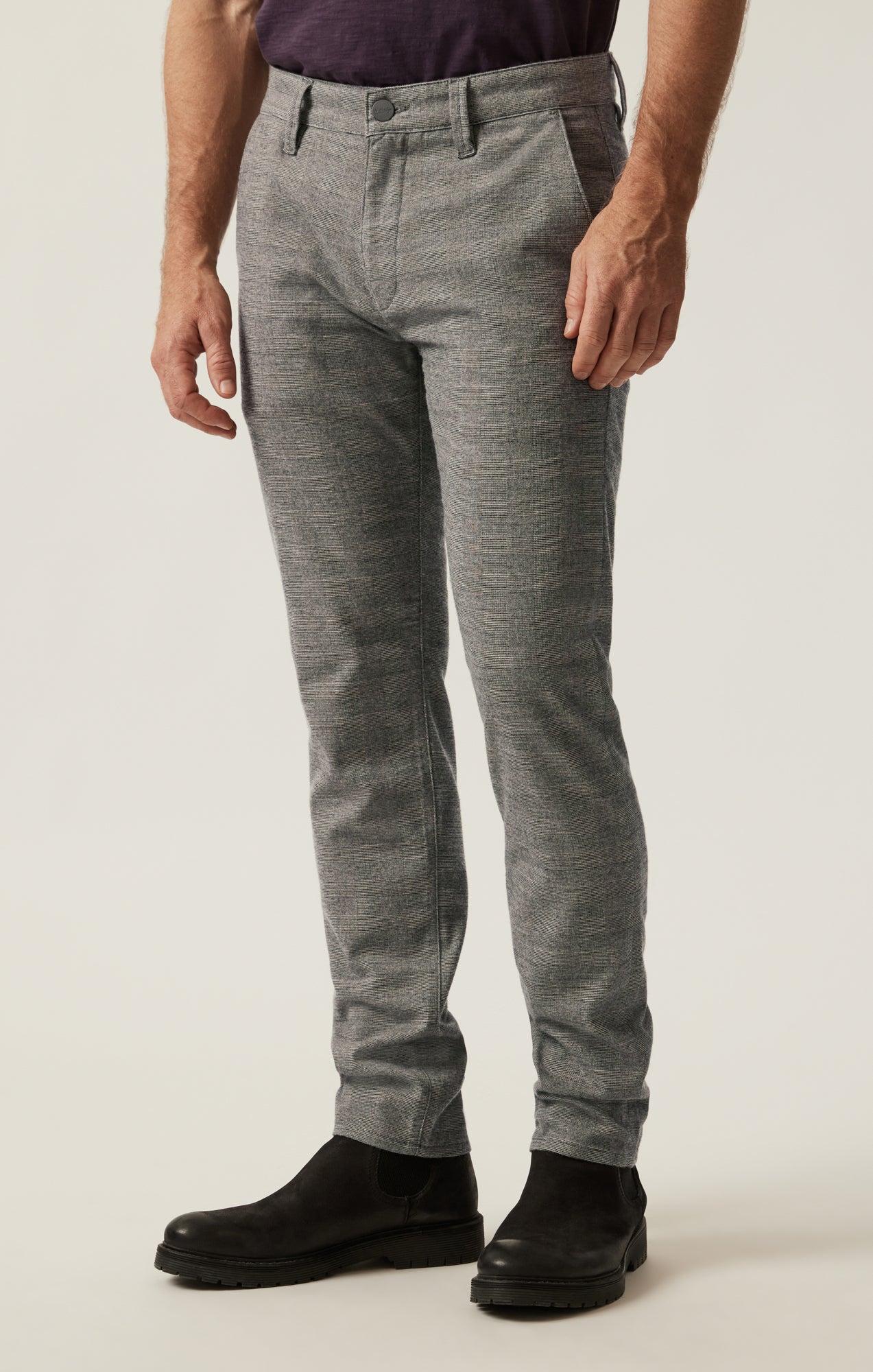 Verona Slim Leg Chino Pants in Taupe Elite Check