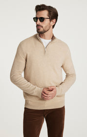 Cashmere Quarter Zip Sweater In Beige
