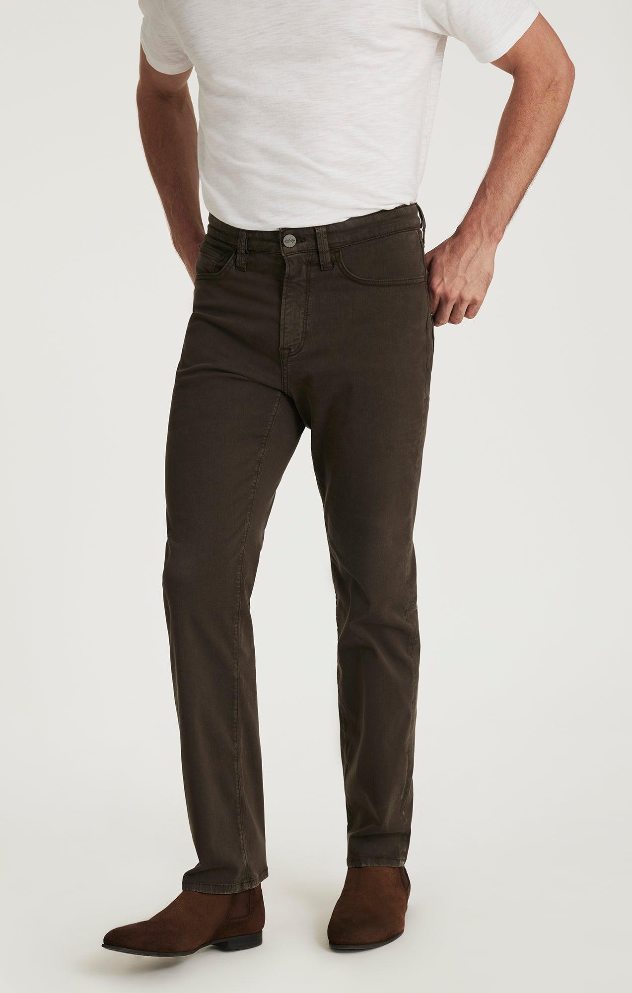Charisma Relaxed Straight Pants in Cactus Green Twill
