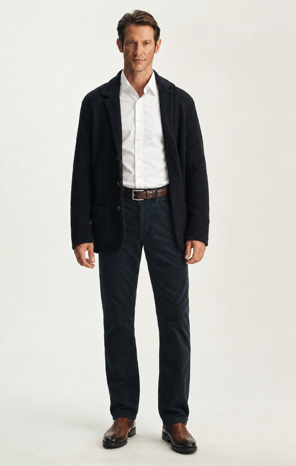 Charisma Relaxed Straight Pants in Midnight Diagonal Luxe