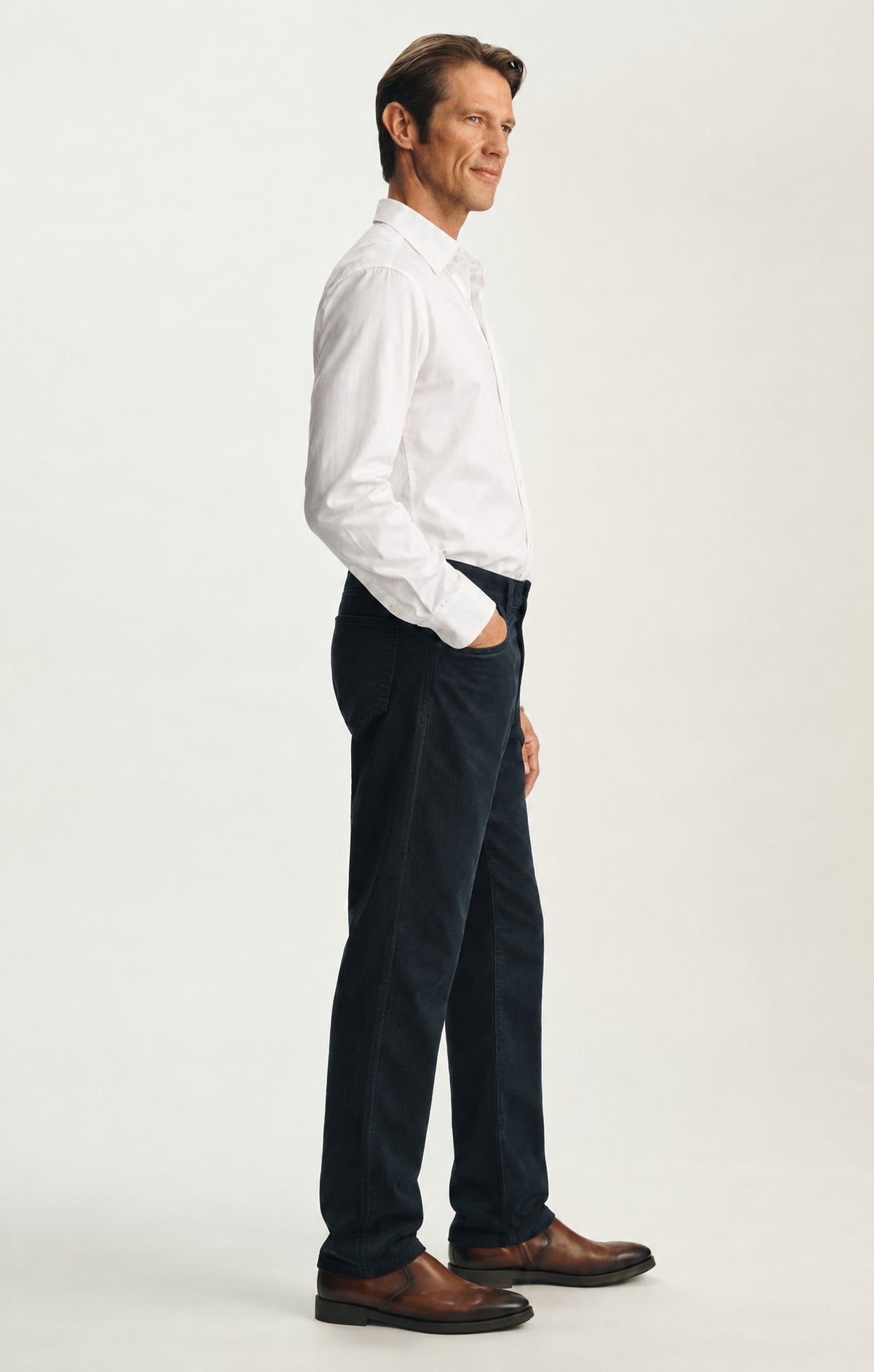 Charisma Relaxed Straight Pants in Midnight Diagonal Luxe
