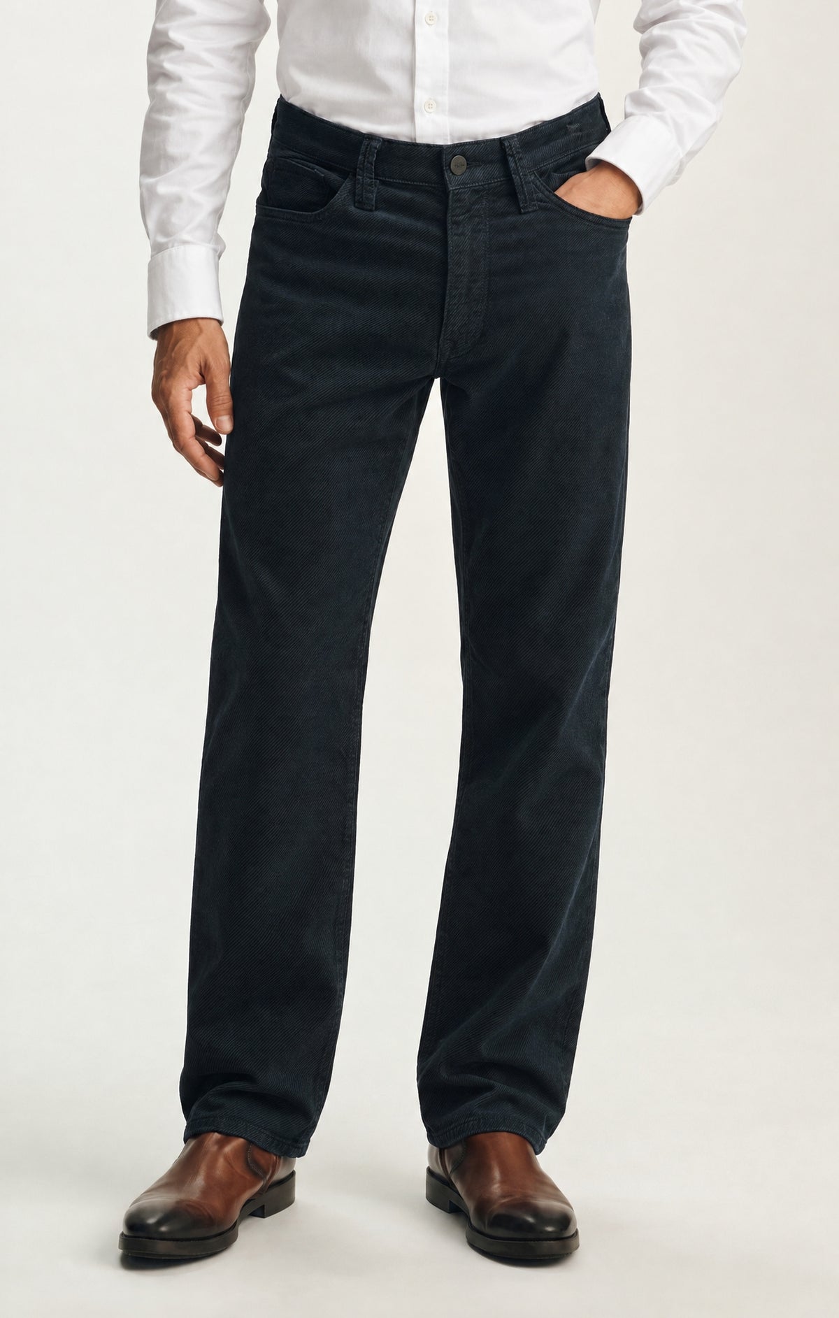 Charisma Relaxed Straight Pants in Midnight Diagonal Luxe