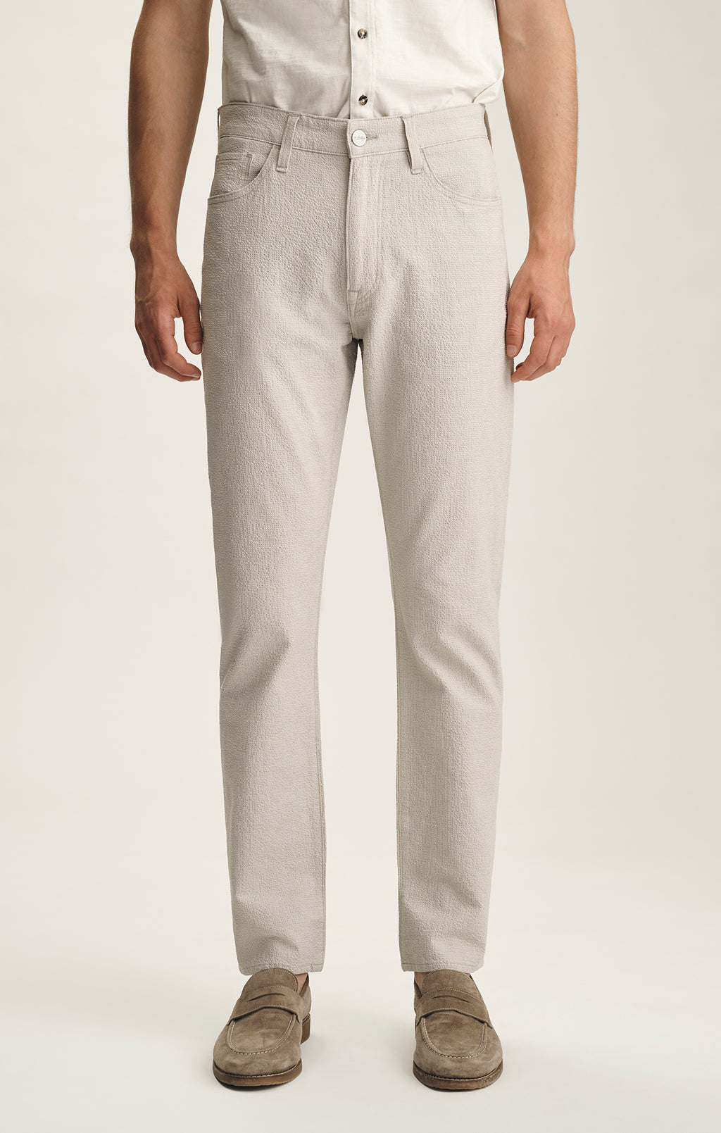 Courage Straight Leg Pants In Stone Seersucker