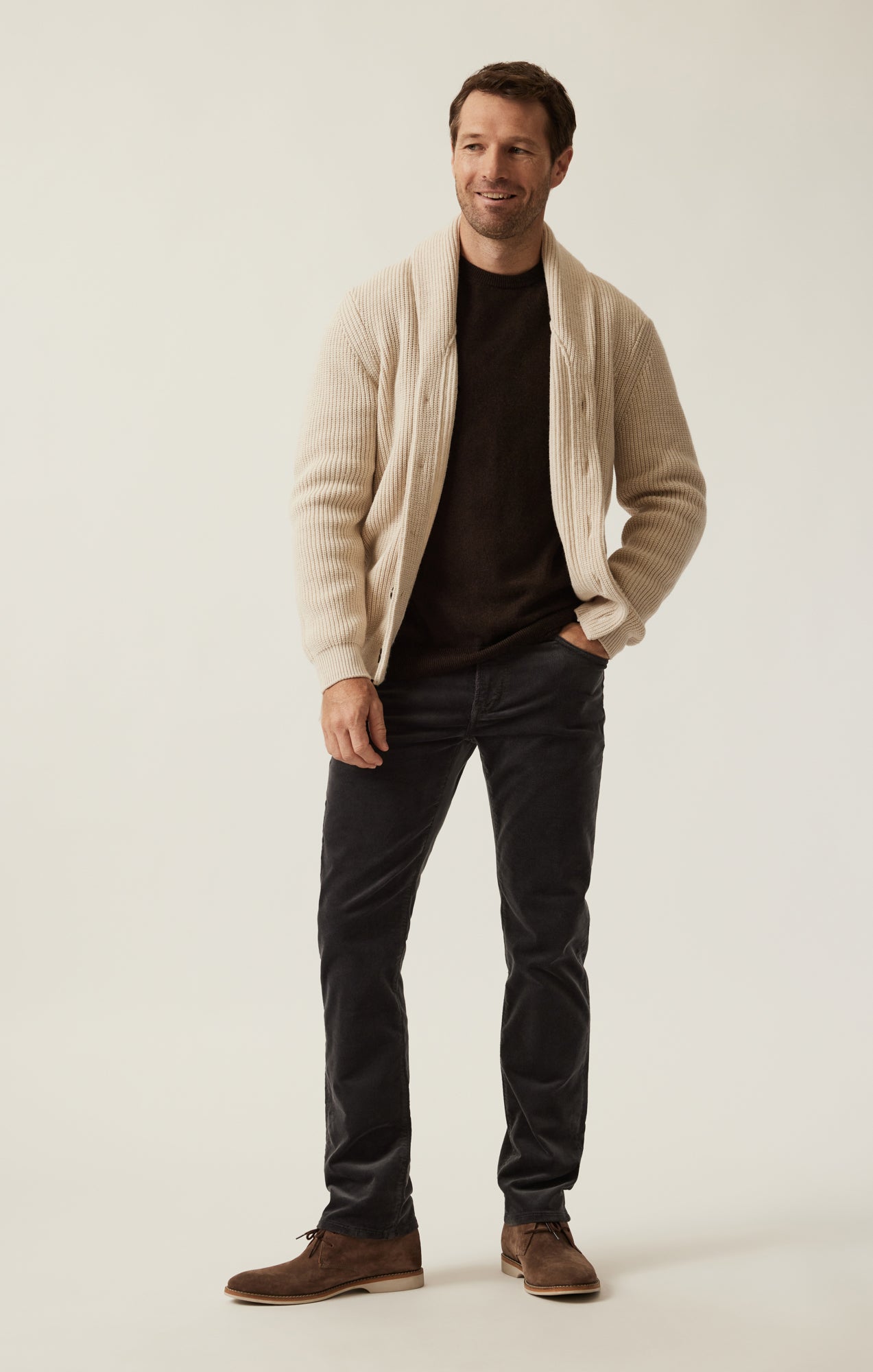 34 Heritage Men's Cashmere Crew Neck Sweater In Brown 34 Heritage Men's Cashmere Crew Neck Sweater In Brown