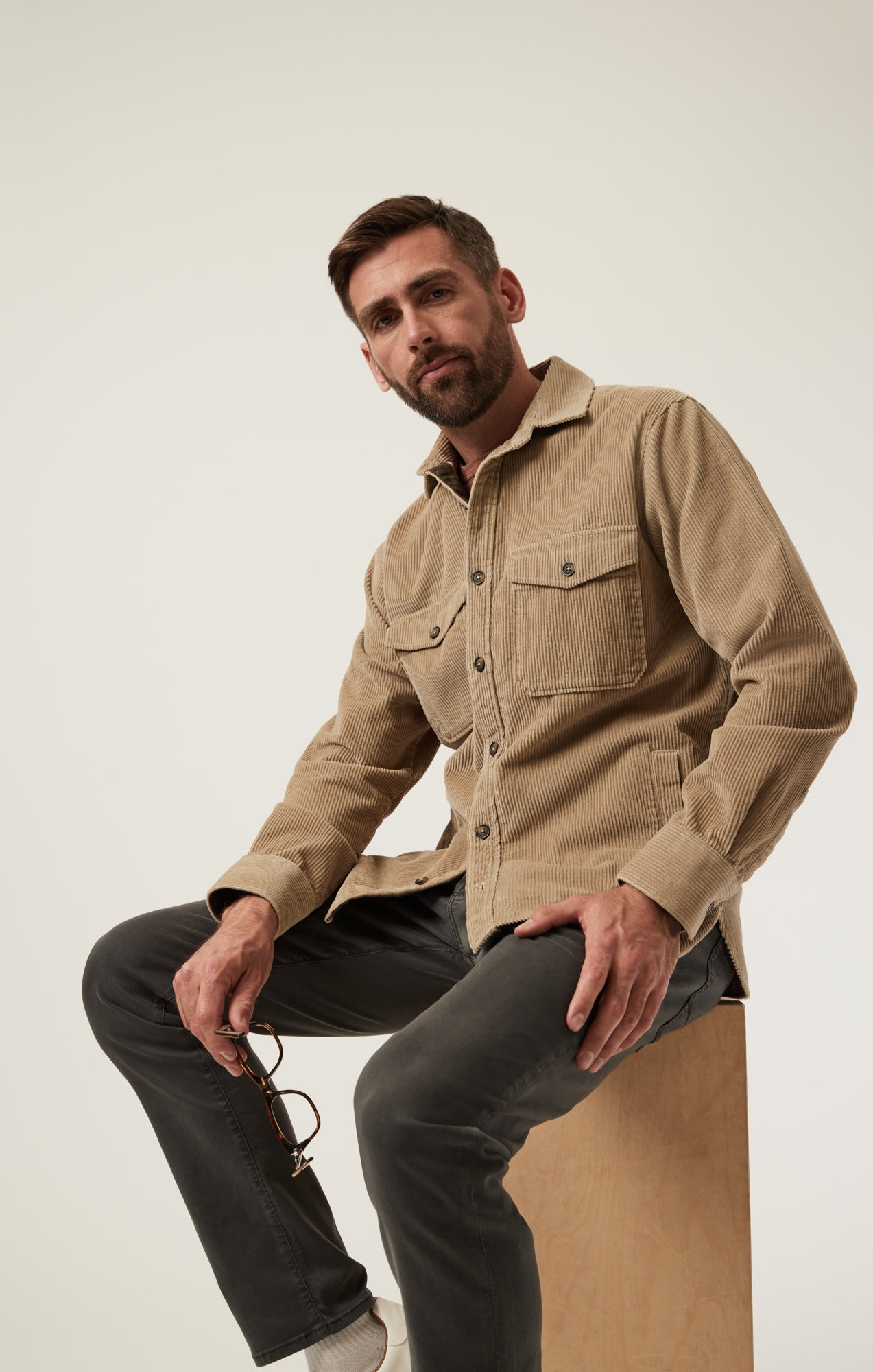 Corduroy Overshirt In Aluminum