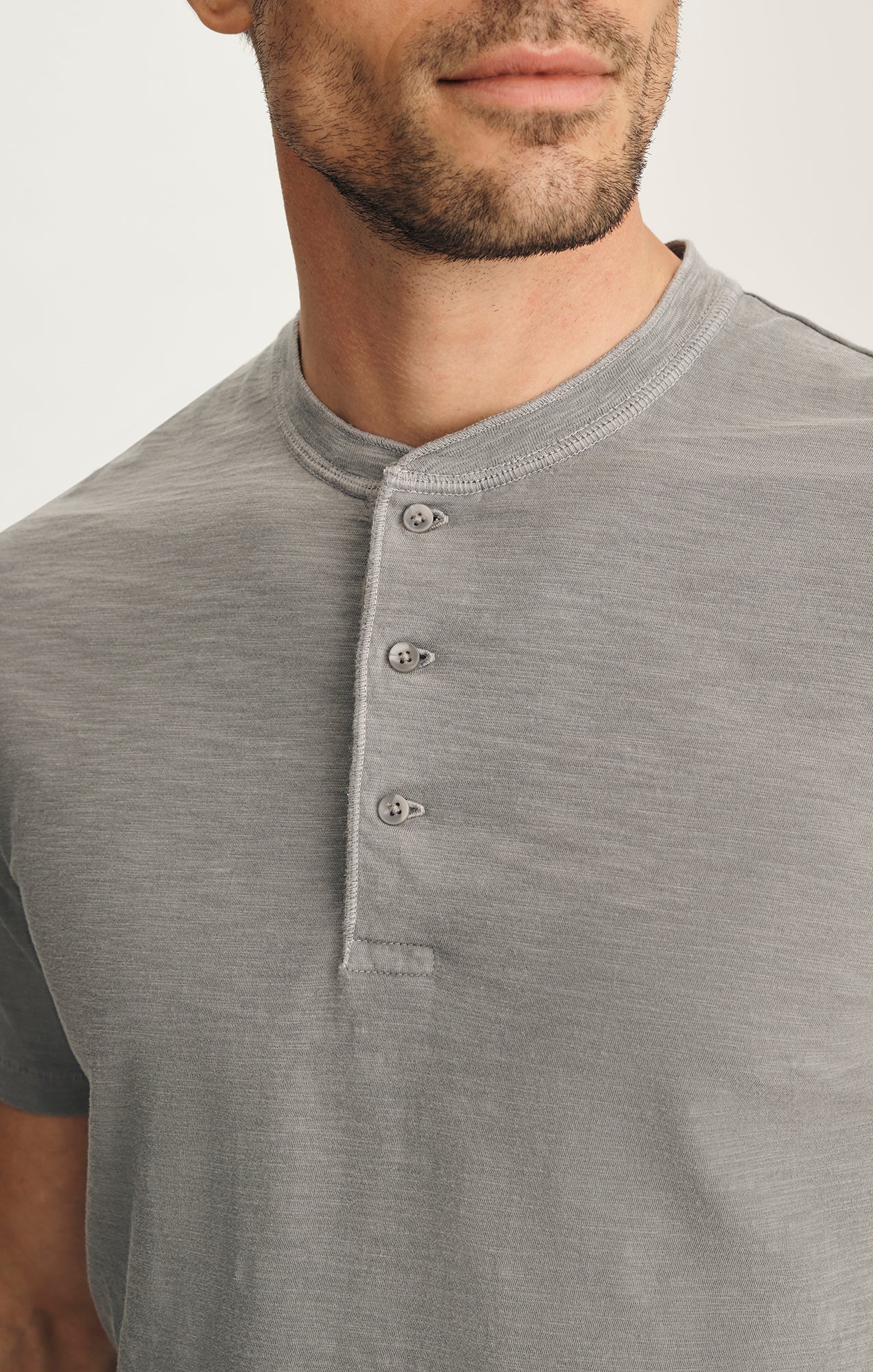 Slub Henley T-Shirt In Chiseled Stone