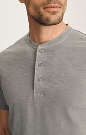 Slub Henley T-Shirt In Chiseled Stone