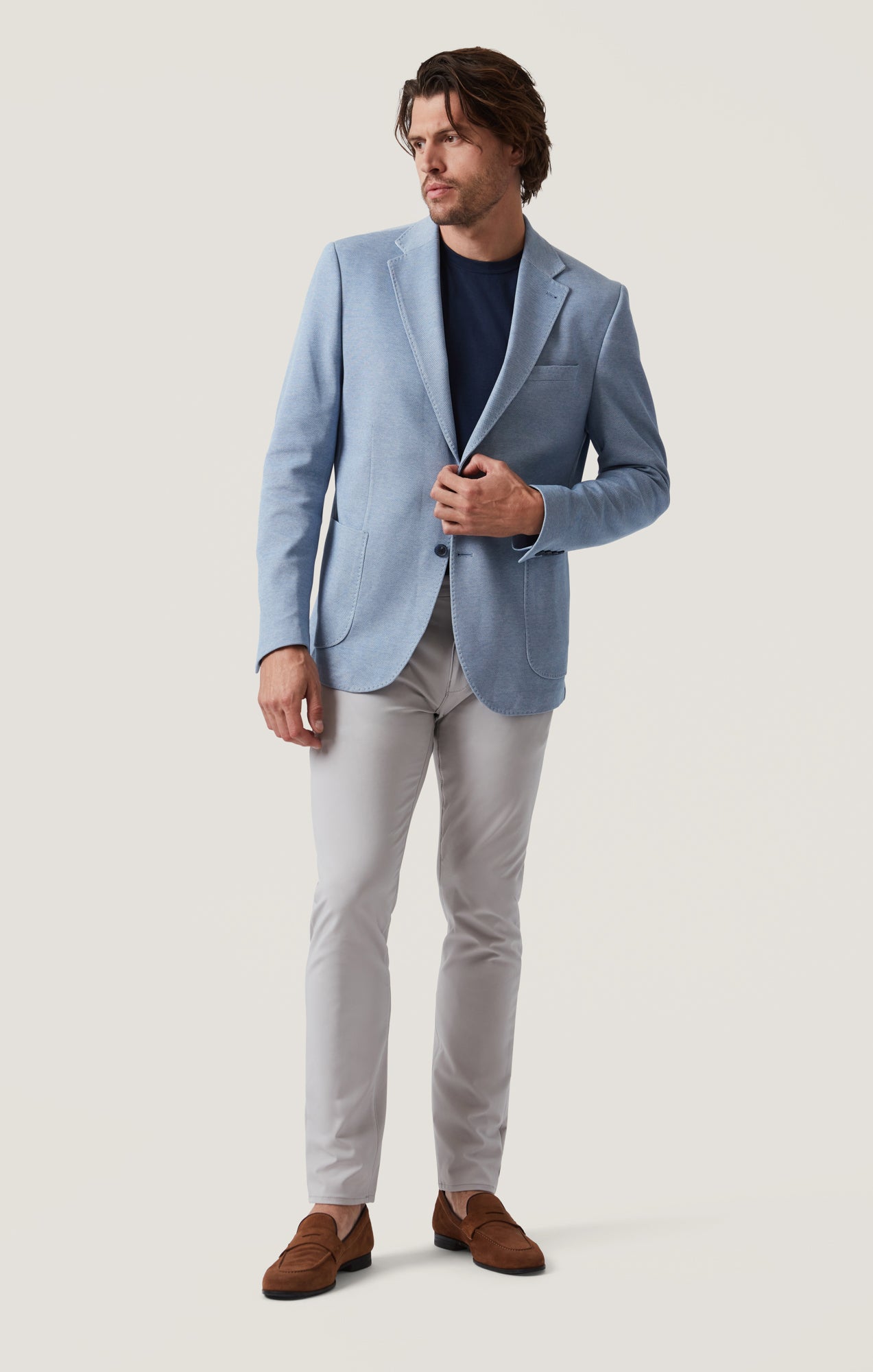 Verona Slim Leg Chino in Grey Commuter Luxe