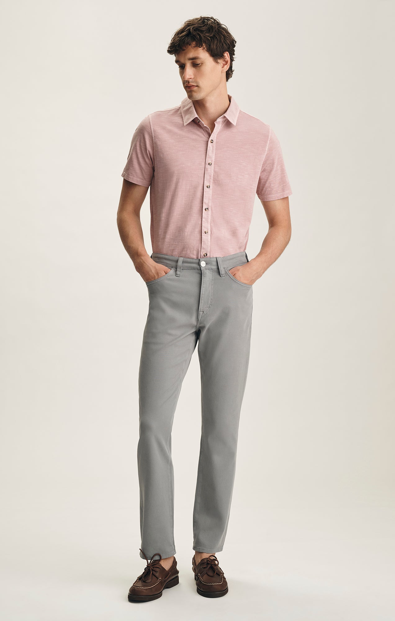 Charisma Relaxed Straight Pants In Pewter Cloud Luxe