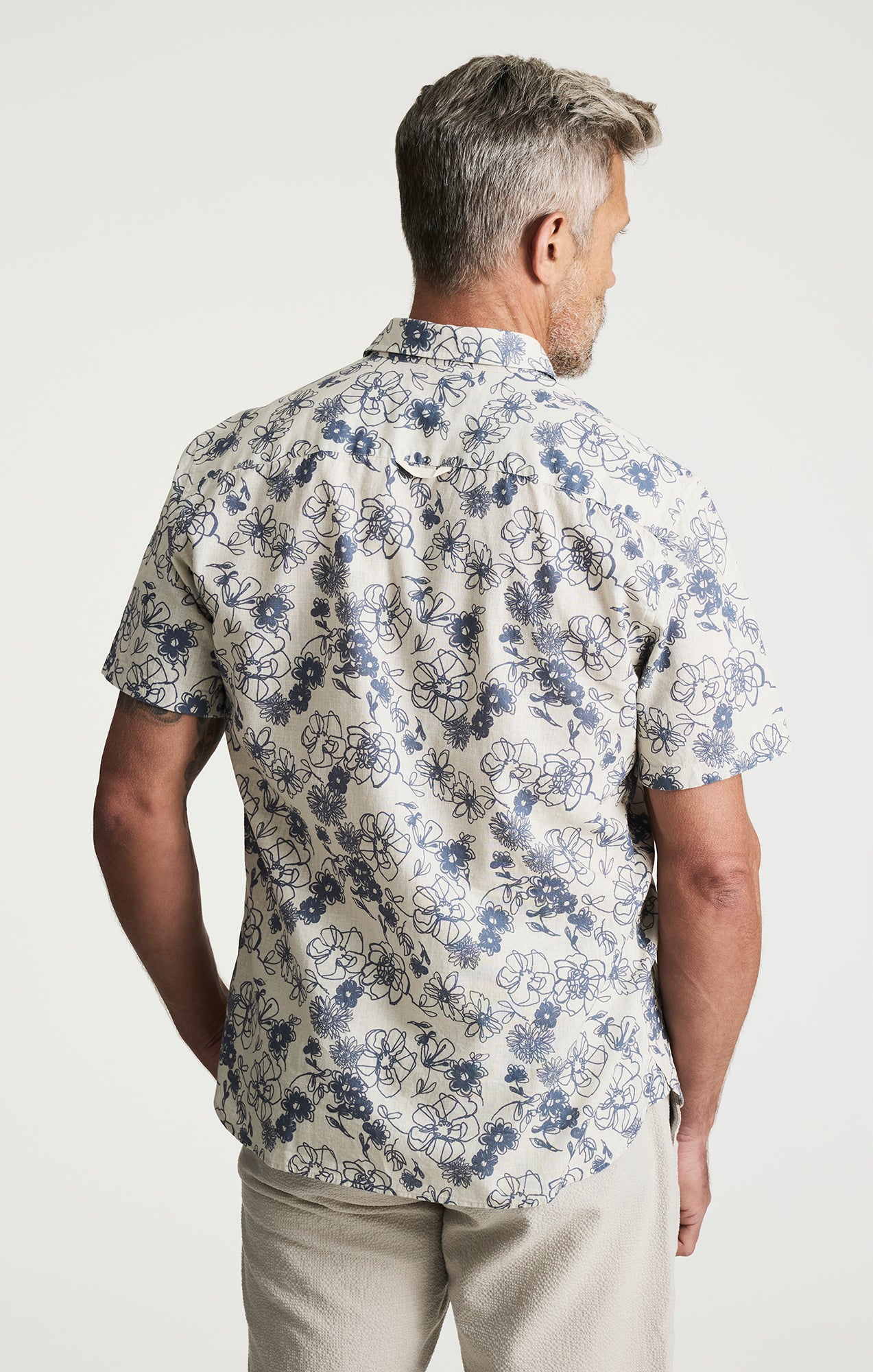 Flower Short Sleeve Shirt In Vintage Indigo