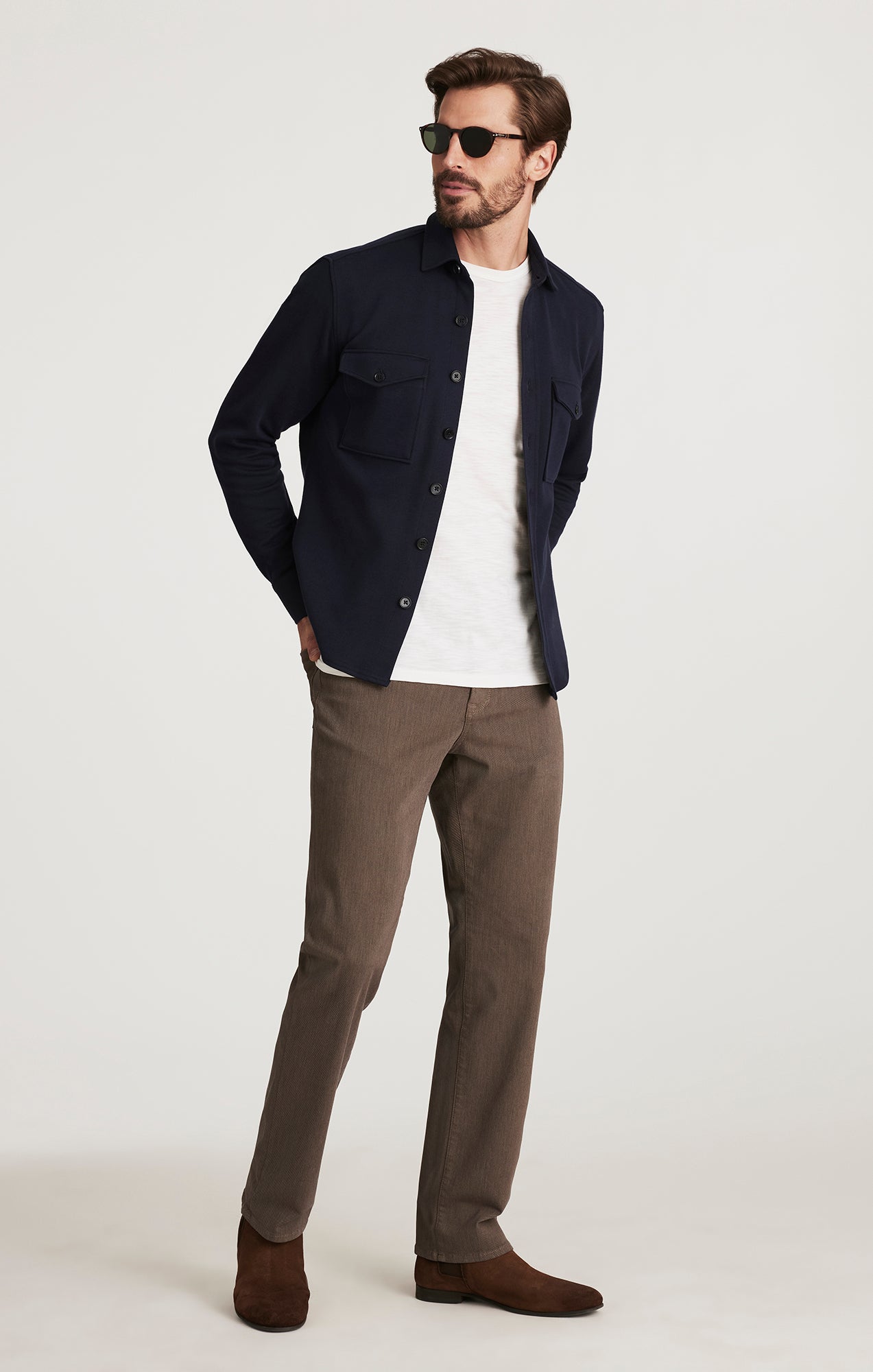 Charisma Relaxed Straight Pants in Coffee Diagonal