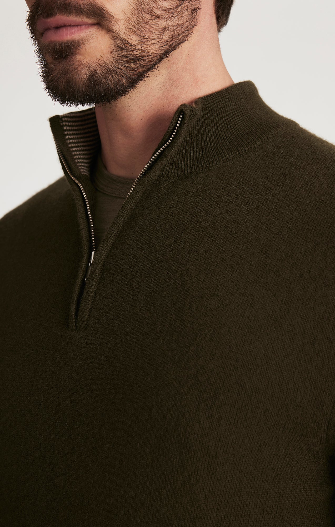 Cashmere Quarter Zip Sweater In Khaki