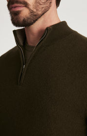 Cashmere Quarter Zip Sweater In Khaki