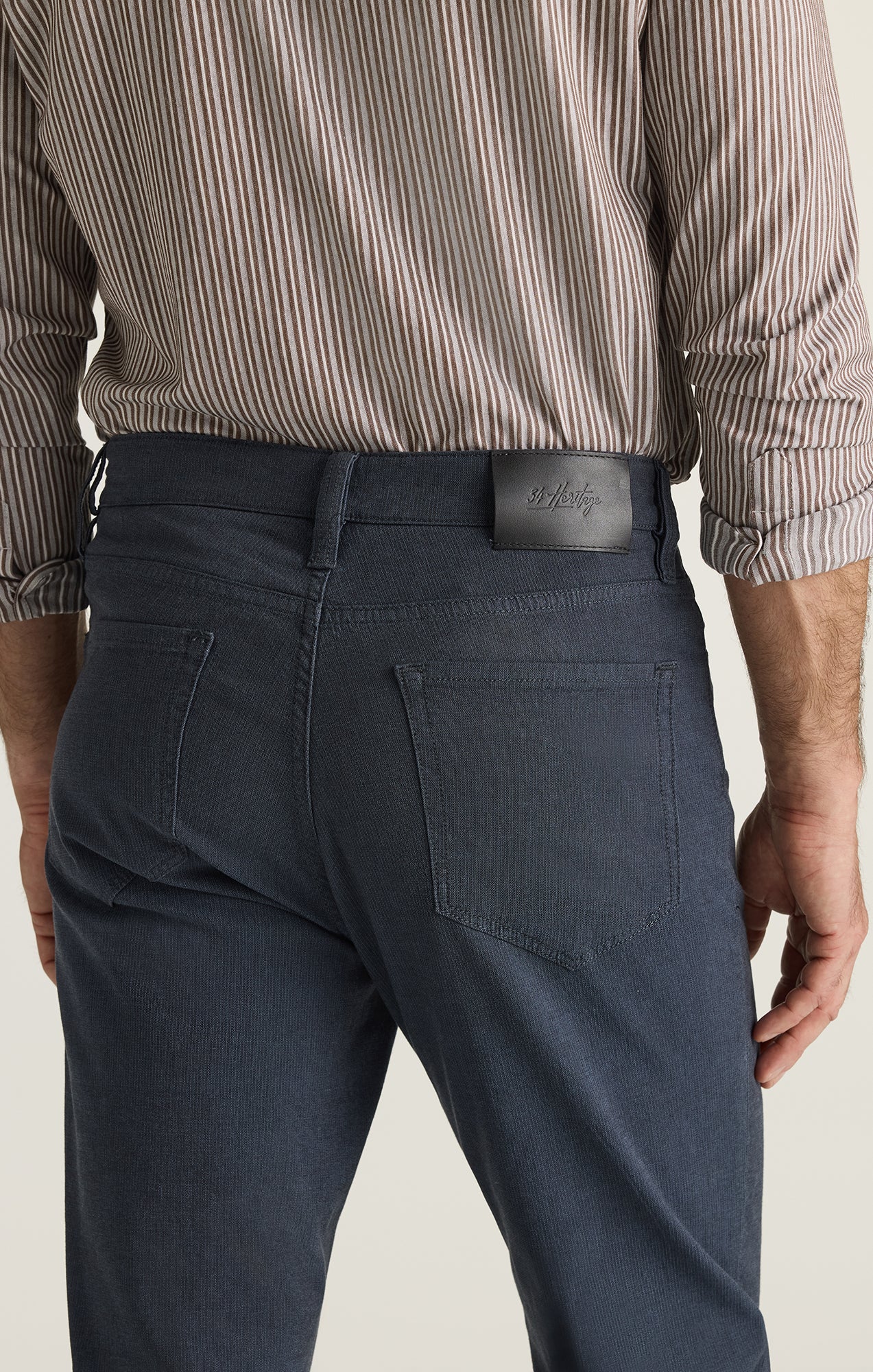 Charisma Relaxed Straight Pants in Navy Herringbone