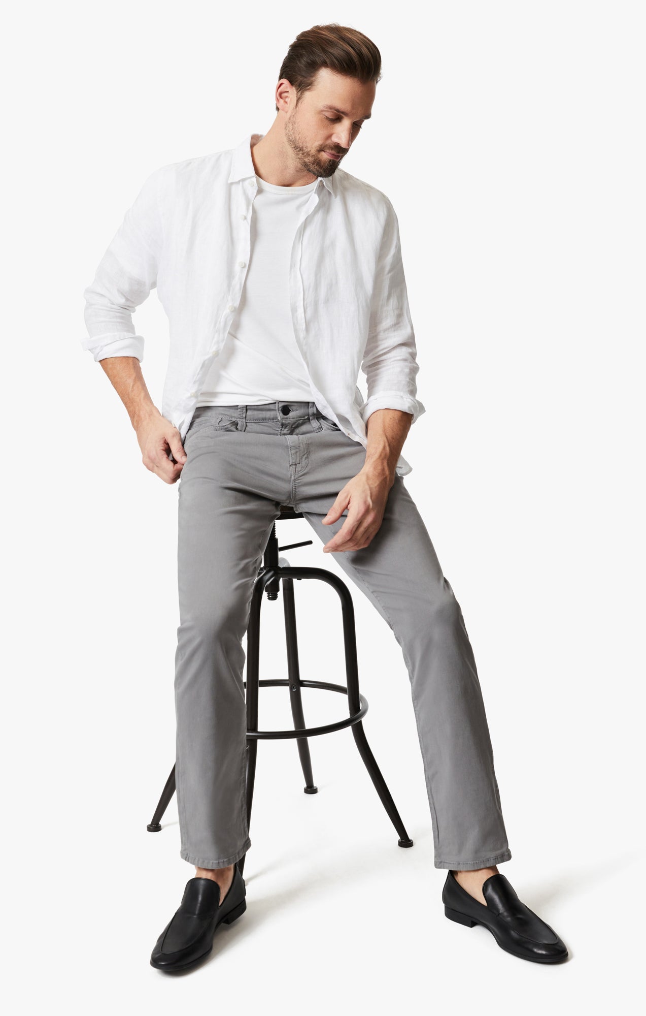Charisma Relaxed Straight Pants in Shark Twill