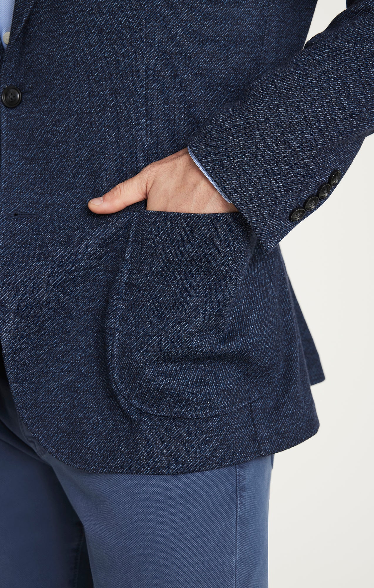 Twill Knit Blazer in Dark Navy