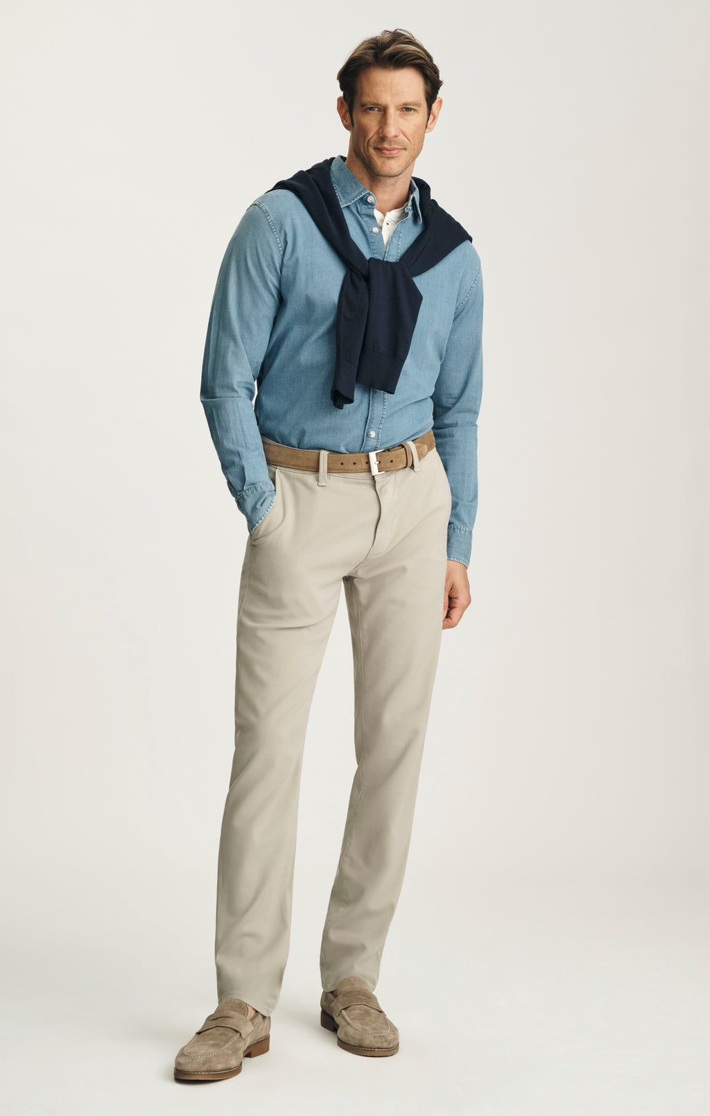 Verona Straight Leg Chino Pants in Stone High Flyer