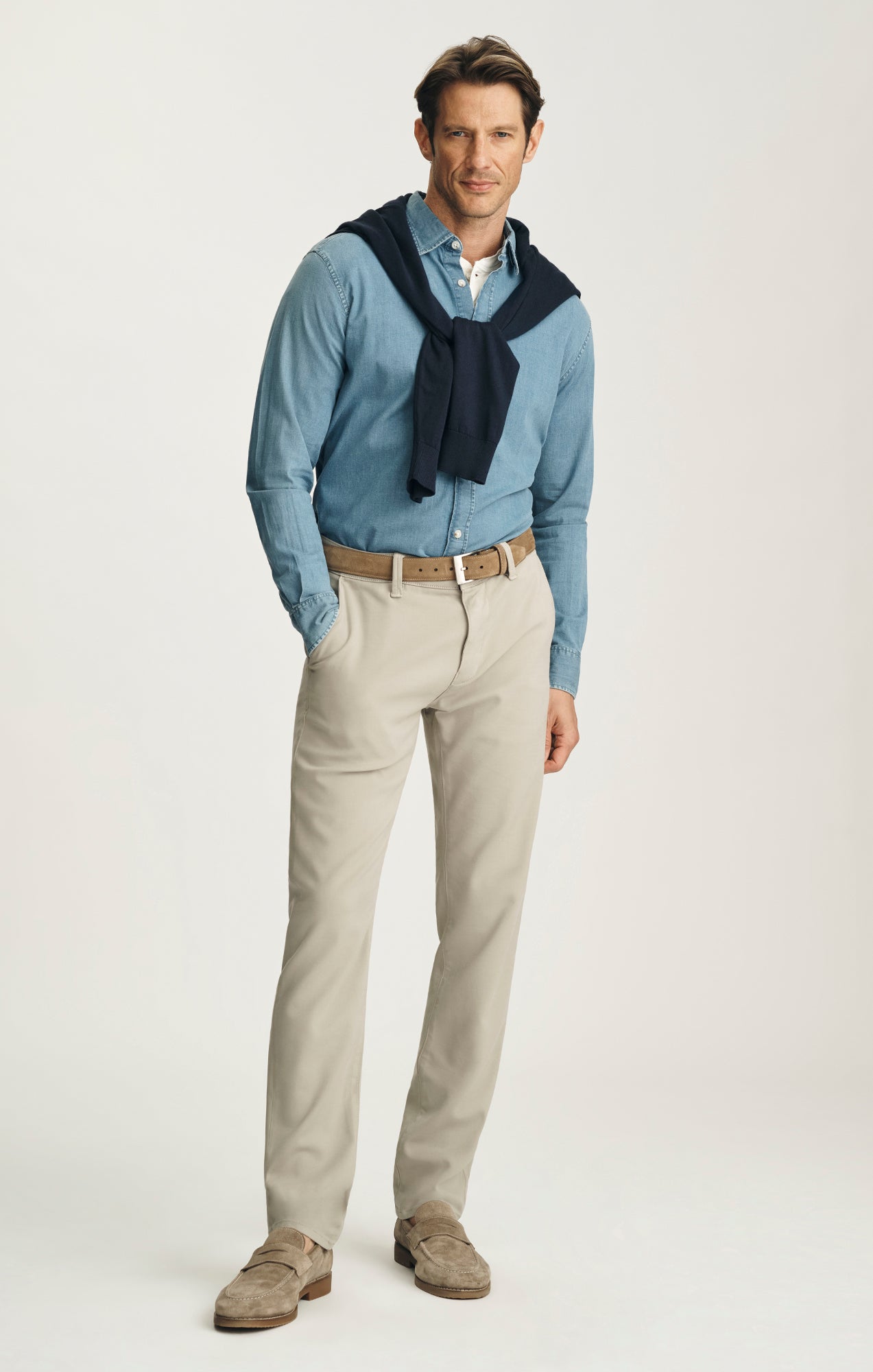 Verona Straight Leg Chino Pants in Stone High Flyer