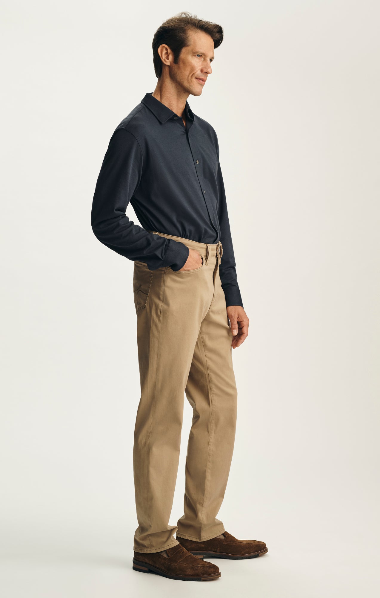Charisma Relaxed Straight Pants In Khaki Twill